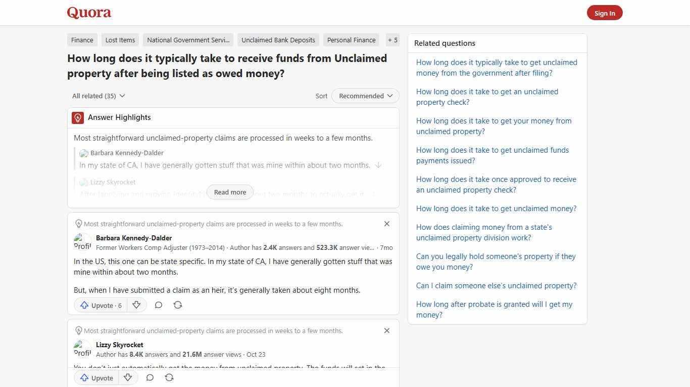 How long does it typically take to receive funds from Unclaimed property after being listed as owed money? - Quora