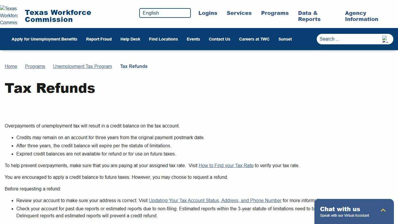 Tax Refunds - Texas Workforce Commission